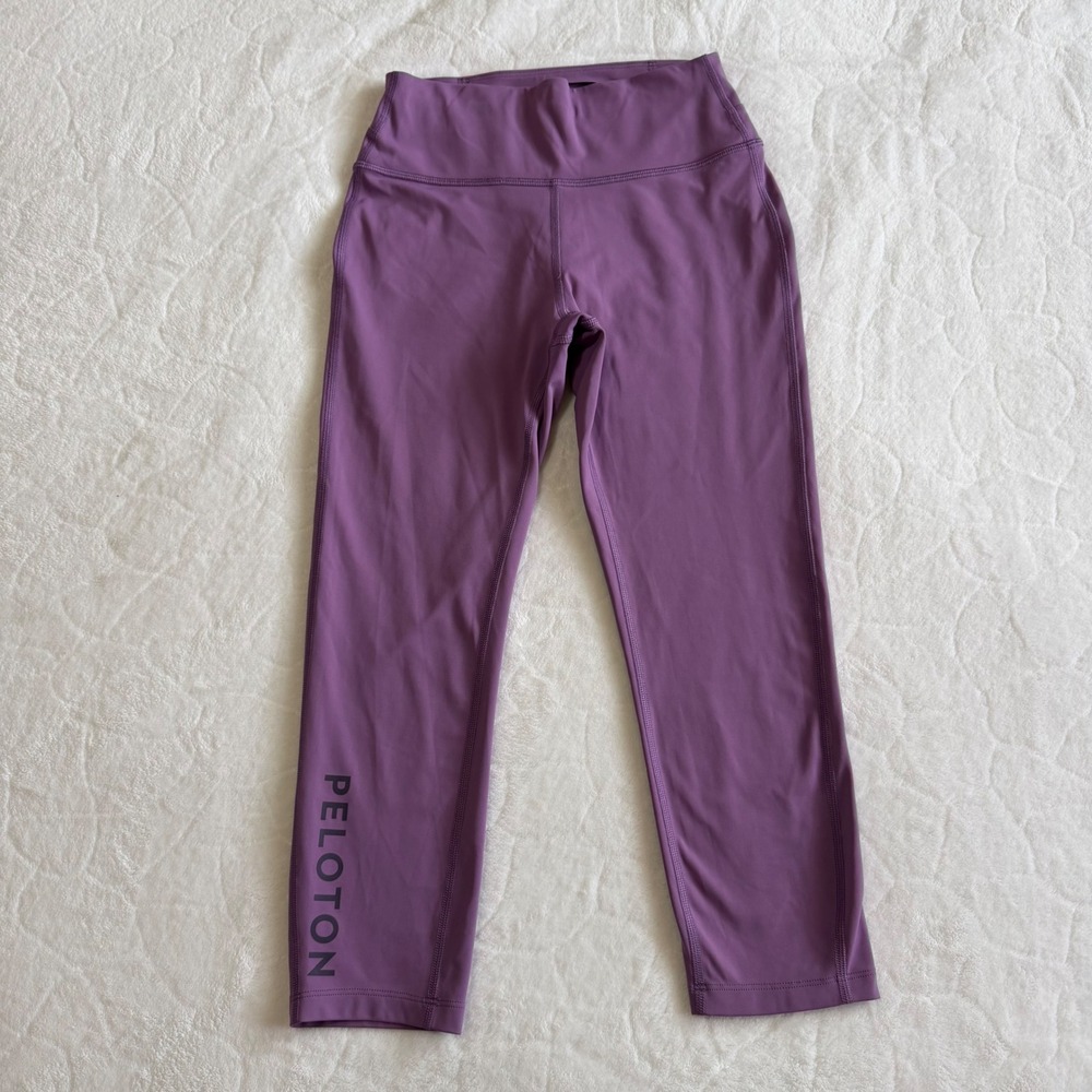 Peloton Womens Small Purple Cropped High Rise Athletic Leggings Logo Workout